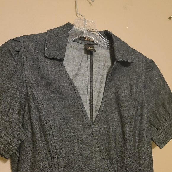 Sean by Sean Combs | Dark Blue Denim V-Neck Midi Length Wrap Dress (Size XS) - Picture 3 of 15